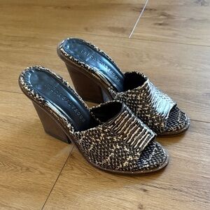 Freda Salvador Snake Skin Embossed Mules, Size 6